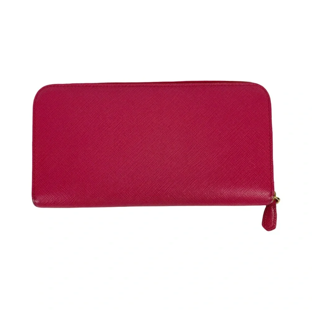✨PRADA Peonia Pink Saffiano Leather long Zip Wallet EUC - Picture 2 of 9